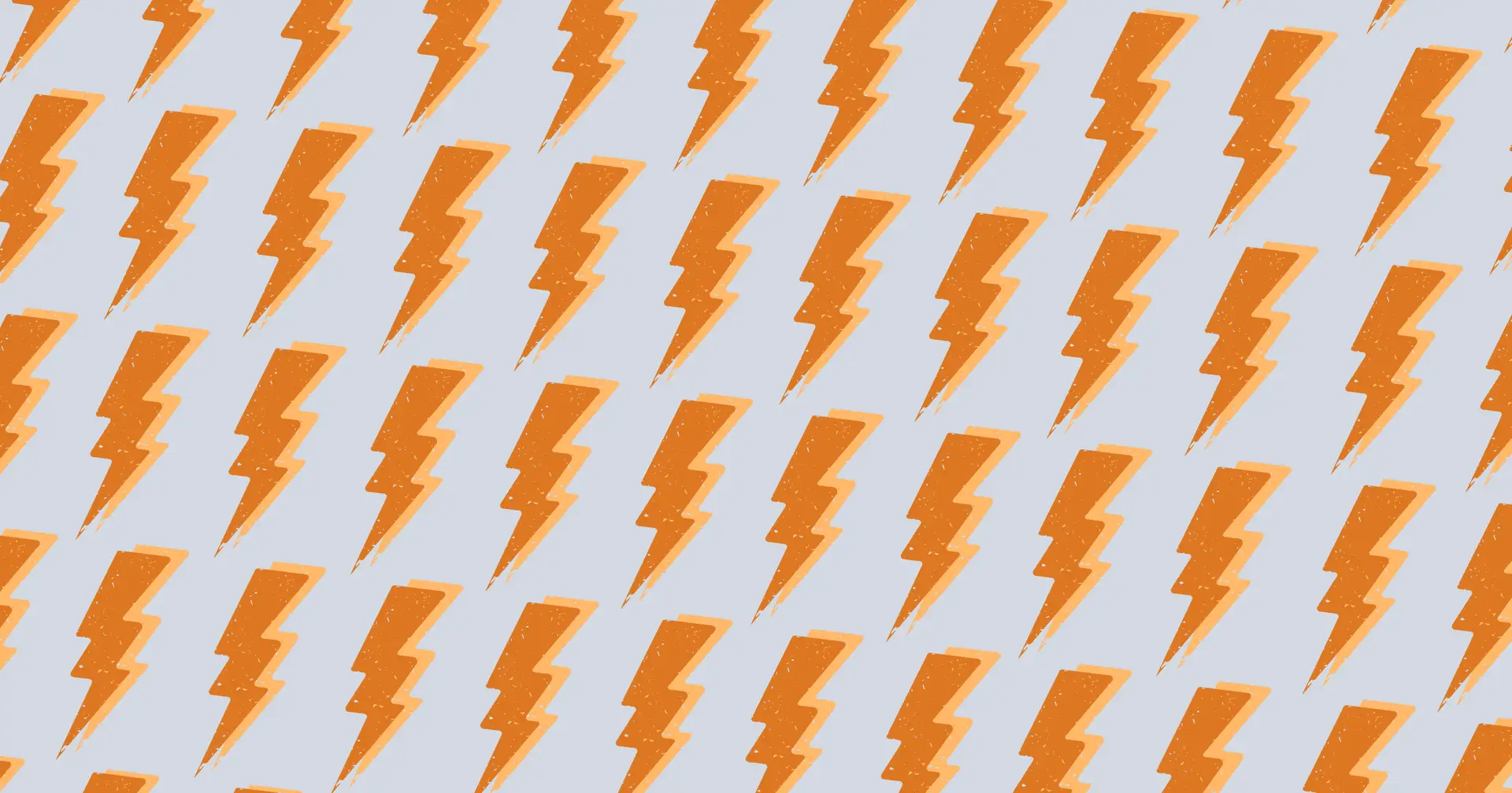 Illustration showing a pattern of orange and melon colored lightening bolts on a light gray background